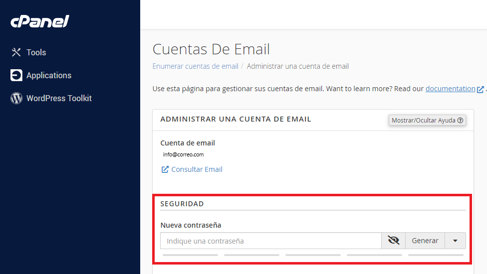 cuentas email cpanel