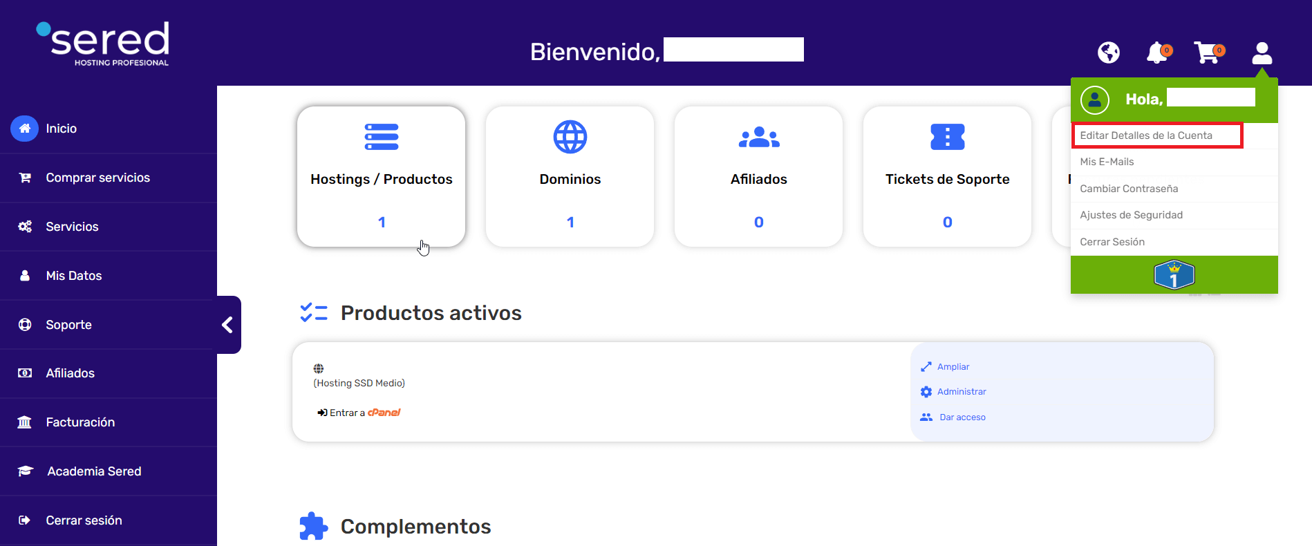 edicion de detalles de datos SEREDNET