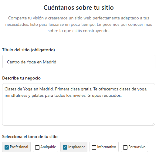 Paso 1 Constructor web con IA